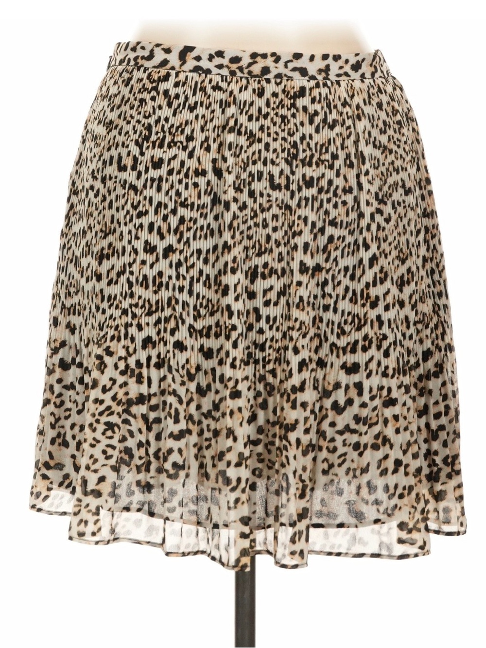 Banana Republic Pleated Leopard-Print Mini Skirt - Beige & Black